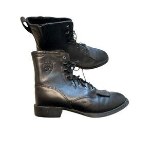 Ariat Lacer Heritage Leather Kiltie Boots Woman’s Size 7.5 Black